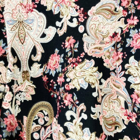 KIM & CO. Dark floral and paisley print open front cardigan ~ MEDIUM sweater - Picture 4 of 15